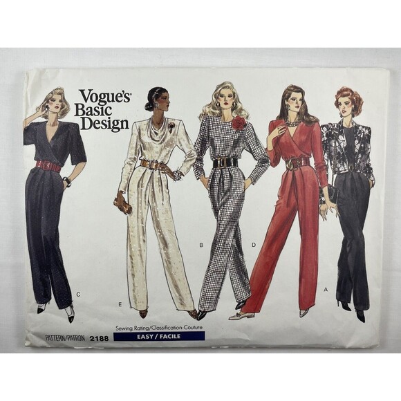 Easy Sewing Pattern Vogue 2188 Jumpsuit Pattern Crop Jacket 8 10 12 Uncut - Picture 1 of 2